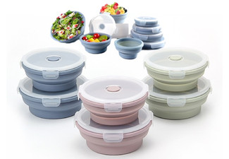 Four-Set Collapsible Food Storage Containers with Lid - Three Colours Available