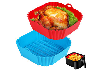 Two-Piece Reusable Square Silicone Air Fryer Liners