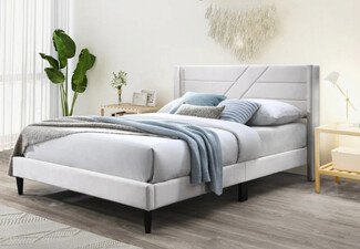 Galenia Velvet Fabric Bed Frame -  Available in Three Sizes & Option with Queen Mattress
