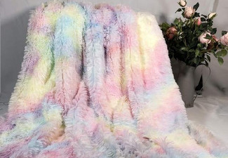 Rainbow Plush Winter Blanket - Available in Two Sizes