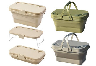 Collapsible Picnic Basket with Lid - Three Colours Available