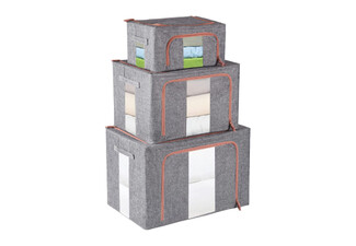Two-Piece Foldable Storage Bin with Clear Windows - Available in Three Sizes