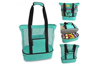 Two-in-One Mesh Beach Tote Bag with Insulated Cooler - Four Colours Available