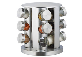 Rotatable Stainless Steel Spice Rack Incl. 12 Spice Jars