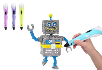 Kids 3D Pen with LED Display & Filaments - Four Colours Available