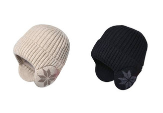 Unisex Knit Earflap Beanie Hat - Available in Five Colours & Option for Two-Pack