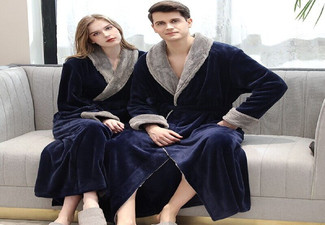 Unisex Long Fleece Winter Dressing Gown - Ten Colours & Three Sizes Available
