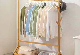 Bamboo Clothing Stand with Coat Rack