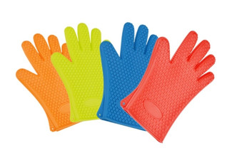 Heat-Resistant Silicone Cooking Gloves - Four Colours Available