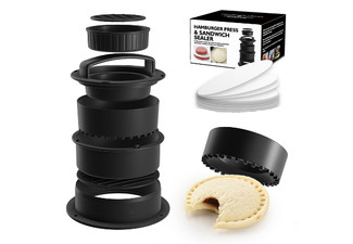 Four-in-One Burger Press Patty Maker incl. 100-Piece Wax Disc Papers - Option for Two-Pack