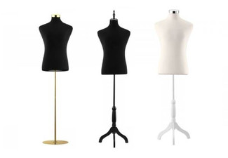 Male Mannequin Torso Dressmakers Display Stand with Metal Base - Three Options Available