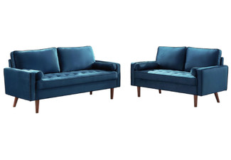 Gyllene Sleek Velvet Sofa Set