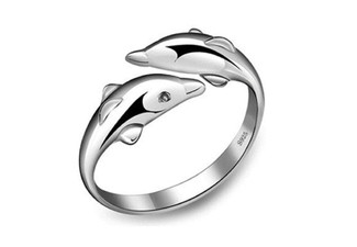 Adjustable Silver Dolphin Ring