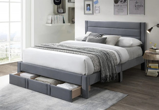 Heloise Classic Bed Frame with Drawers - Available in Two Colours & Three Sizes