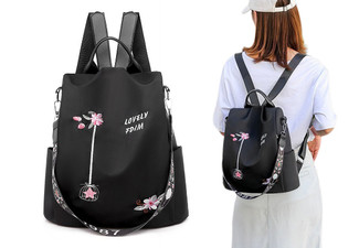 Women's Floral Embroidered Backpack - Available in Three Colours