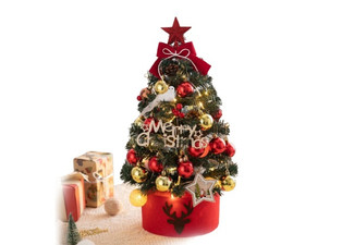 Mini Artificial Tabletop Christmas Tree Set with LED String Light - Two Styles Available & Option for Two-Size