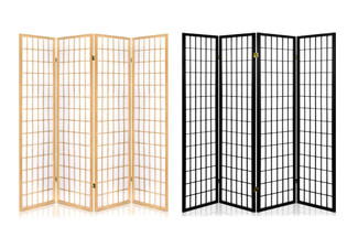Four-Panel Room Divider - Two Colours Available - Option for Six-Panel & with Pattern