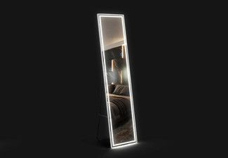 Tri-Colour LED Full-Length Rectangle Mirror with Stand