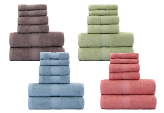 Six-Piece Cotton Bath Towel Set - Four Colours Available
