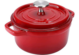Red Enamel-Coated Cast Iron Pot - Four Sizes Available