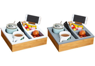 Couch Cup Holder Tray with Rotatable Phone Holder - Two Colours Available