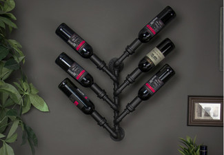 Pipe Wine Rack Wall Mounted Six-Bottle Holder