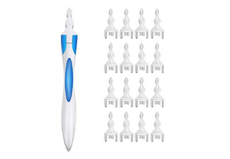 Soft Silicone Spiral Earwax Remover Tool with 16 Replacement Heads