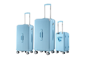 Three-Piece Luggage Set with USB Charging Ports, Phone Holder & Cup Holder