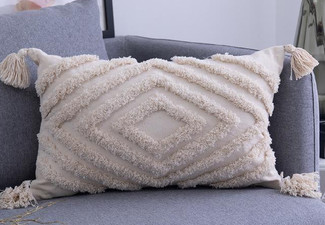 Boho Tufted Tasseled Cushion Cover - Available in Two Shapes & Three Styles