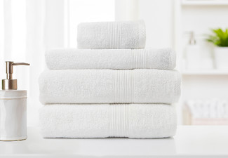 Royal Comfort Four-Piece Cotton Bamboo Towel Set - Three Colours Available