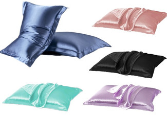 One-Pair of Silky Satin Pillow Cases - Five Colours Available & Option for Two-Pairs