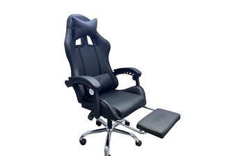 Rotating & Massage Gaming Chair with Foot Rest