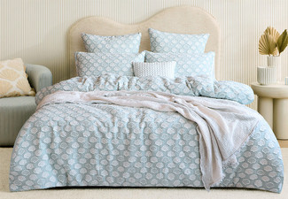 Renee Taylor Coralium Chenille Tufted Jacquard Quilt Cover Set - Available in Four Sizes & Option for Extra European Pillowcase