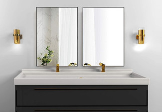 Aluminum Alloy Frame Rectangular HD Wall Mirror 70 x 50cm - Two Colours Available