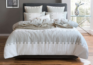 Renee Taylor Brooks Jacquard Yarn Dye Quilt Cover Set - Available in Four Sizes & Option for Extra European Pillowcase