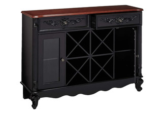 Buffet Server Table with Wine Rack