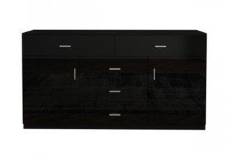 High Gloss Sideboard with Two Doors & Five Drawers