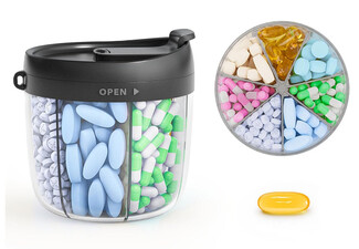 Seven-Compartment Pill Organiser with Rotating Lid - Available in Two Colours