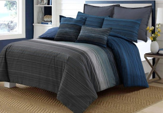 Striped 100% Cotton Duvet Cover Set - Three Sizes Available