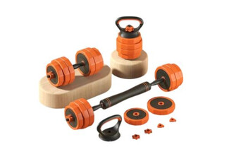 Adjustable Dumbbell Set with Connecting Rod & Kettlebell Handle - Option for 10kg, 15kg, 20kg or 30kg