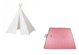 Plaid Picnic Mat & Camping Tent - Three Colours Available