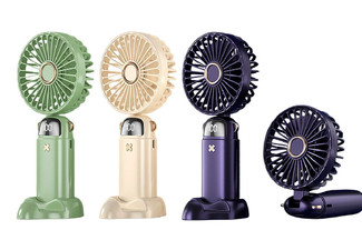 Rechargeable Handheld Fan with LED Display - Three Colours Available