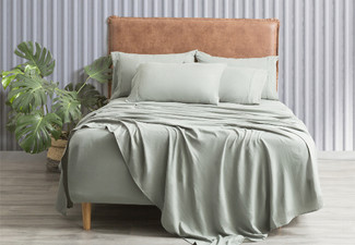 D'Decor Home Ultra Plush Vintage Washed Microfibre Sheet Set - Available in Six Colours & Five Sizes