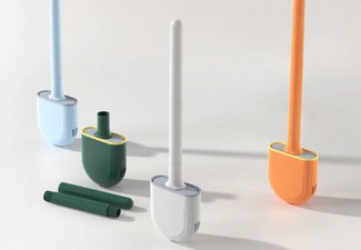 Silicone Toilet Brush with Holder - Five Colours Available