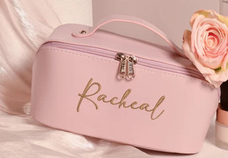 Custom Name PU Leather Embroidered Makeup Bag