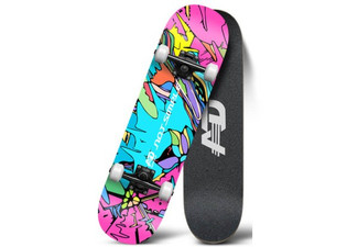 Simple Not Simple Pink & Blue Skateboard