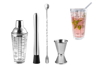 Four-Piece Cocktail Shaker Mixer Set - Option for Two Sets