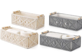 Two-Piece Boho Macrame Storage Basket Decor - Two Colours Available