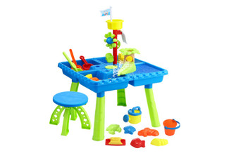 Kids Four-Compartment Sandpit Playset with Chair