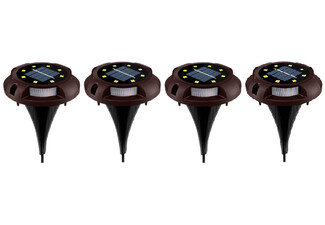 Four-Pack Solar Ground Disk Light